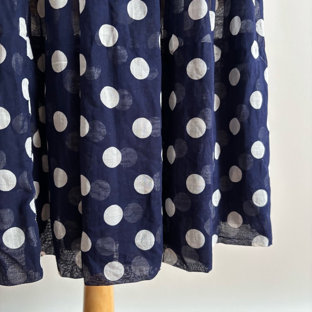 Vintage 1960s GAY GIBSON Navy Blue & White Polka Dot Sleeveless Dress / 24 waist - Picture 4 of 16